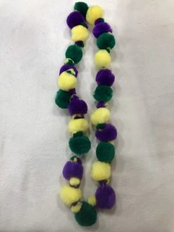 SBDOZEN Beads 42" Purple, Green And Yellow Pom Pom Necklace (Dozen)