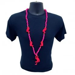 SB22500 42" Flamingo Necklace Hot Pink Beads With Pearl Insets (Each) 7 SB22500 42