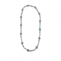 SB25000 40" Acrylic Pink And Turquoise Marble Bead Necklace (Each) Beads