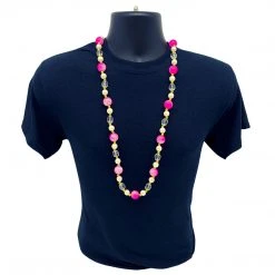 SB25000 40" Acrylic Light Pink And Hot Pink Marble Bead Necklace (Each) Beads 7 SB25000 40
