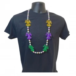 SB23375 40" Purple, Green And Gold Jester Bead Necklace (Each) Beads
