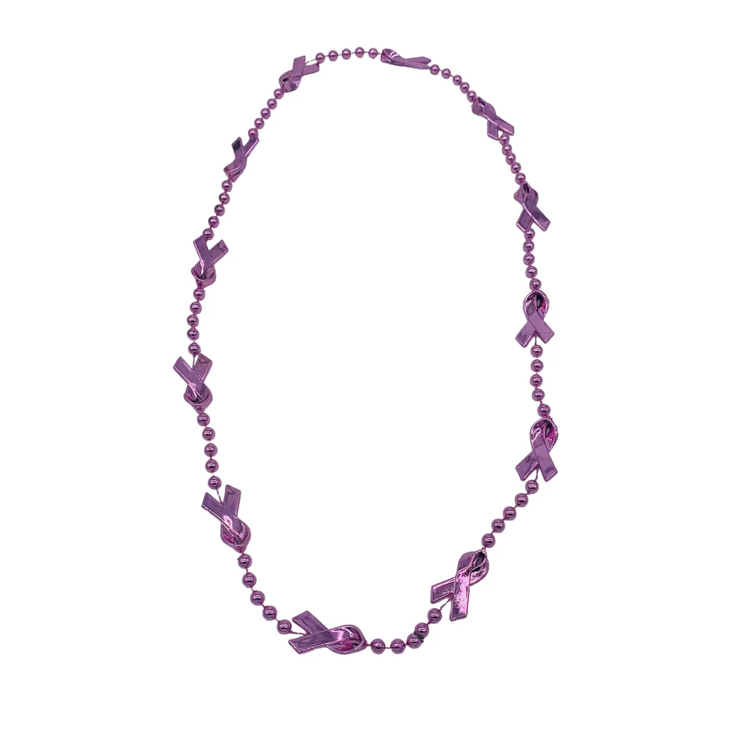 SB3541 Beads 36" Light Pink Ribbon Necklace (Each) SB3541 Beads 36" Light Pink Ribbon Necklace (Each)