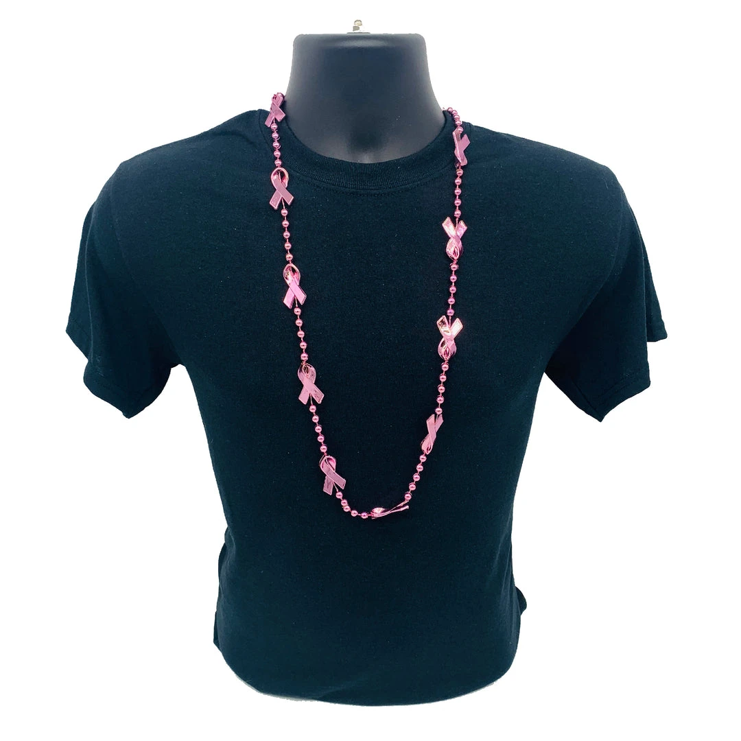 SB3541 Beads 36" Light Pink Ribbon Necklace (Each) SB3541 Beads 36" Light Pink Ribbon Necklace (Each)