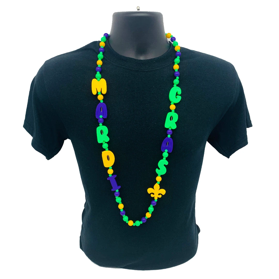 SB21250 40" Purple, Green And Yellow Mardi Gras And Fleur De Lis Necklace (Each) 5 SB21250 40" Purple, Green And Yellow Mardi Gras And Fleur De Lis Necklace (Each)