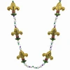 SB29750 42" Purple, Green And Gold Fleur De Lis Mardi Gras Beads (Each) 1 SB29750 42" Purple, Green And Gold Fleur De Lis Mardi Gras Beads (Each)