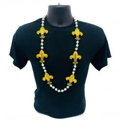 SB29750 42" Purple, Green And Gold Fleur De Lis Mardi Gras Beads (Each) 7 SB29750 42