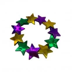 SB5208 7.5" Star Bracelet Purple, Green And Gold Mardi Gras Beads (Each)