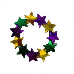 SB5208 7.5" Star Bracelet Purple, Green And Gold Mardi Gras Beads (Each)