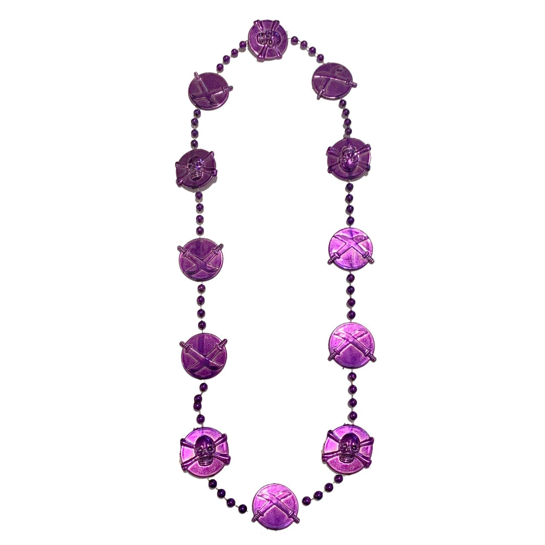 Sale 40" Skull And Sword Medallion Mardi Gras Beads (Each) Sale 40" Skull And Sword Medallion Mardi Gras Beads (Each)