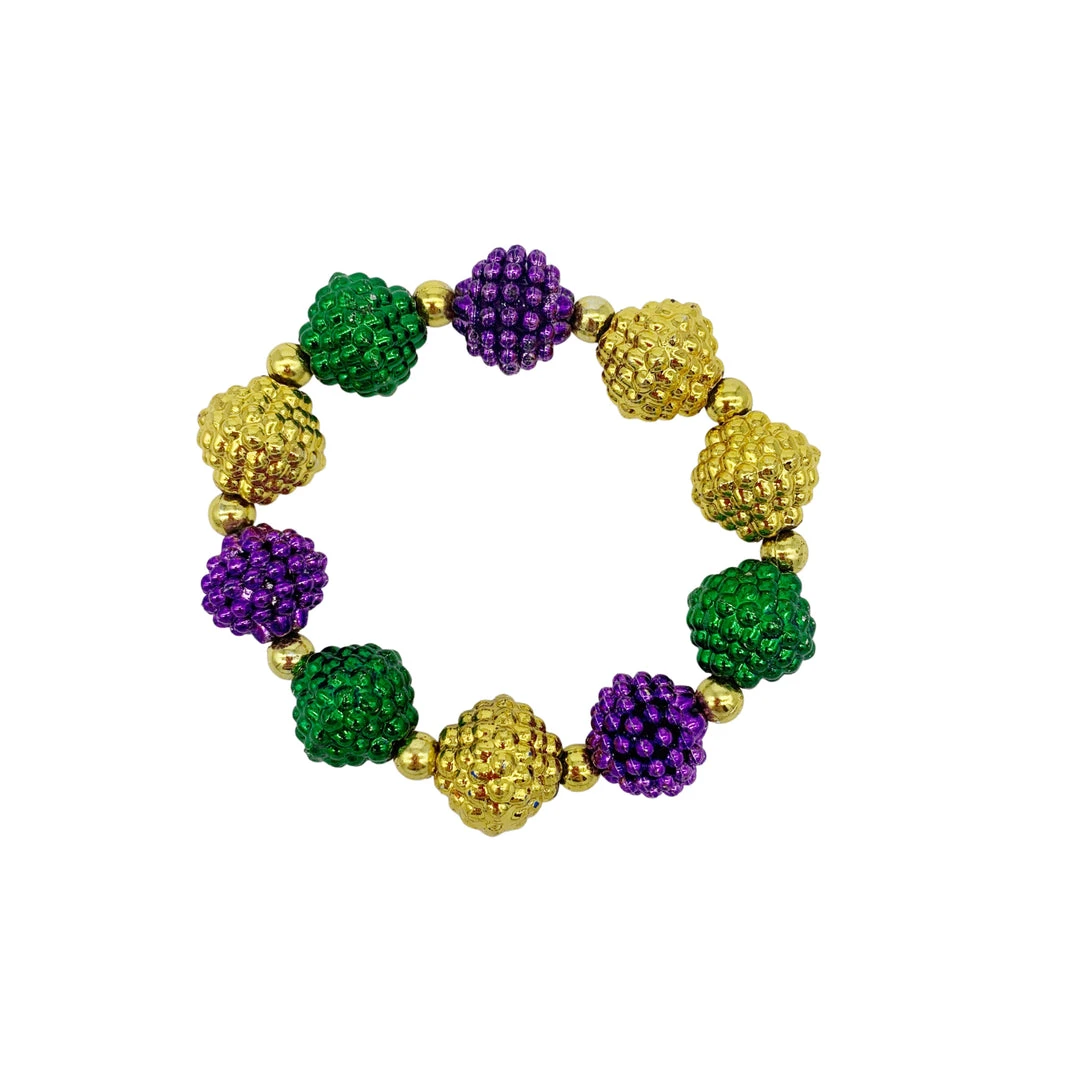 SBDOZEN 7" Purple, Green And Gold Berry Mardi Gras Bracelet (Dozen) Beads 3 SBDOZEN 7" Purple, Green And Gold Berry Mardi Gras Bracelet (Dozen) Beads