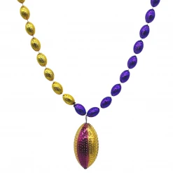 SB5791 36" Purple And Gold Football Mardi Gras Beads (Each)