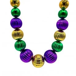 Mardi Gras Spot 48" Purple, Green And Gold Graduated Balls Necklace (Each) Beads