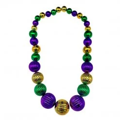 Mardi Gras Spot 48" Purple, Green And Gold Graduated Balls Necklace (Each) Beads