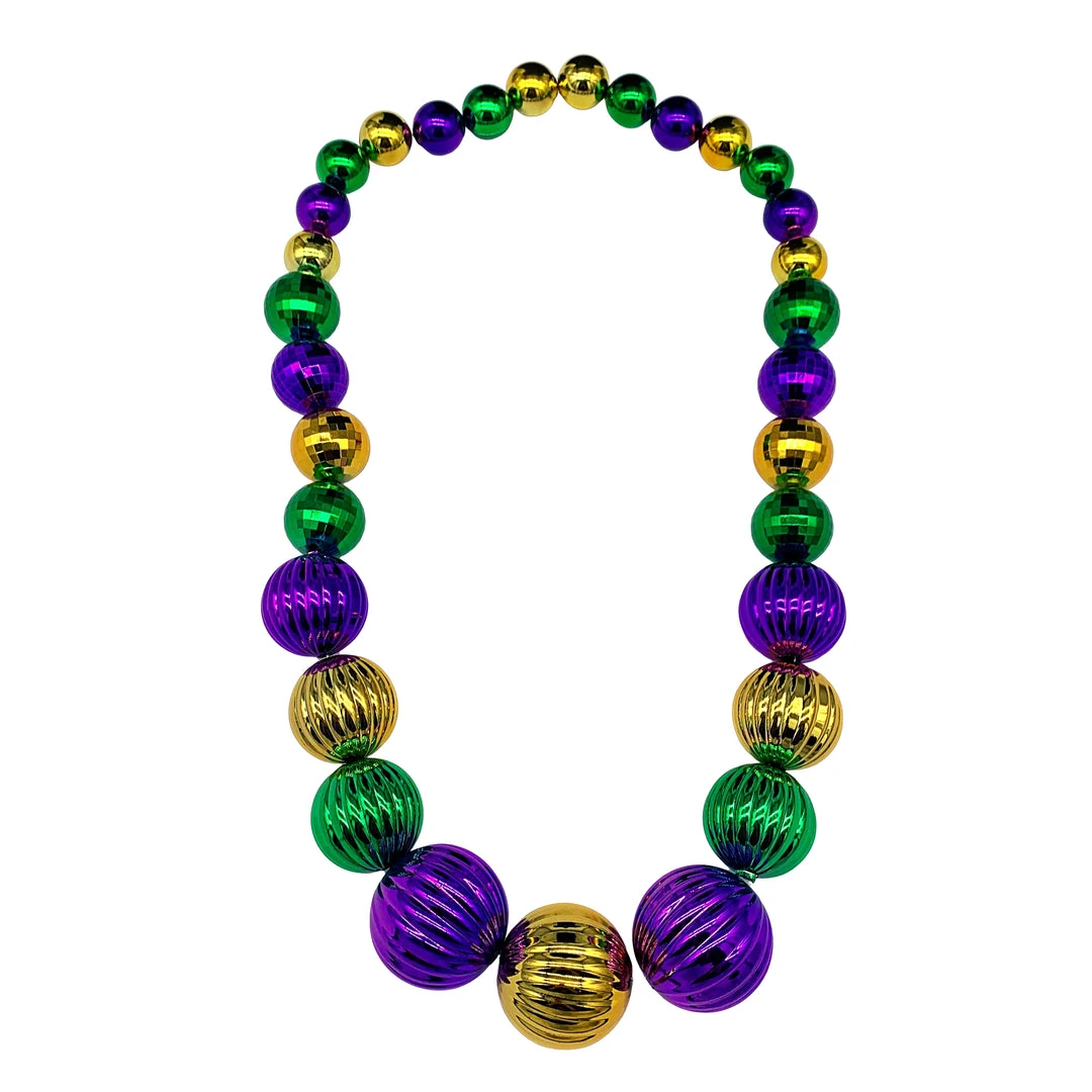 Mardi Gras Spot 48" Purple, Green And Gold Graduated Balls Necklace (Each) Beads 4 Mardi Gras Spot 48" Purple, Green And Gold Graduated Balls Necklace (Each) Beads