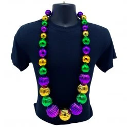 Mardi Gras Spot 48" Purple, Green And Gold Graduated Balls Necklace (Each) Beads 7 Mardi Gras Spot 48
