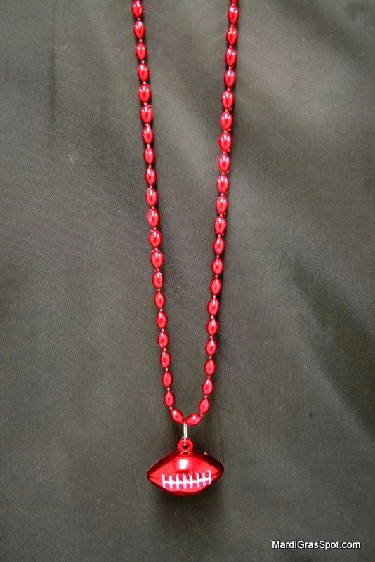Sale Beads 33" 6 X 9mm Oval Red Bead With Football Pendant (Each) 3 Sale Beads 33" 6 X 9mm Oval Red Bead With Football Pendant (Each)