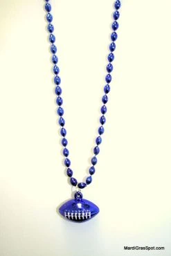 Sale 33" 6 X 9mm Oval Royal Blue Bead With Football Pendant (Each)