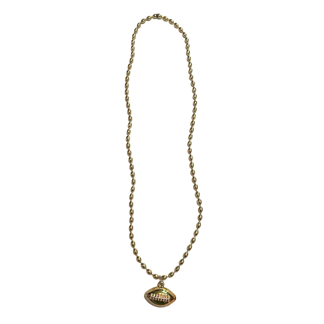 Sale 33" 6 X 9mm Oval Gold Bead With Football Pendant (Each) Beads 3 Sale 33" 6 X 9mm Oval Gold Bead With Football Pendant (Each) Beads