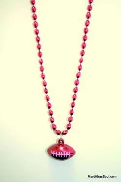 Sale Beads 33" 6 X 9mm Oval Pink Bead With Football Pendant (Each)