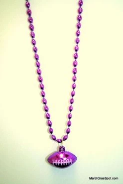 Sale 33" 6 X 9mm Oval Purple Bead With Football Pendant (Each)