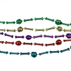 SBDOZEN Beads 42" Assorted Metallic Colors Skull And Bone Bead (Dozen)