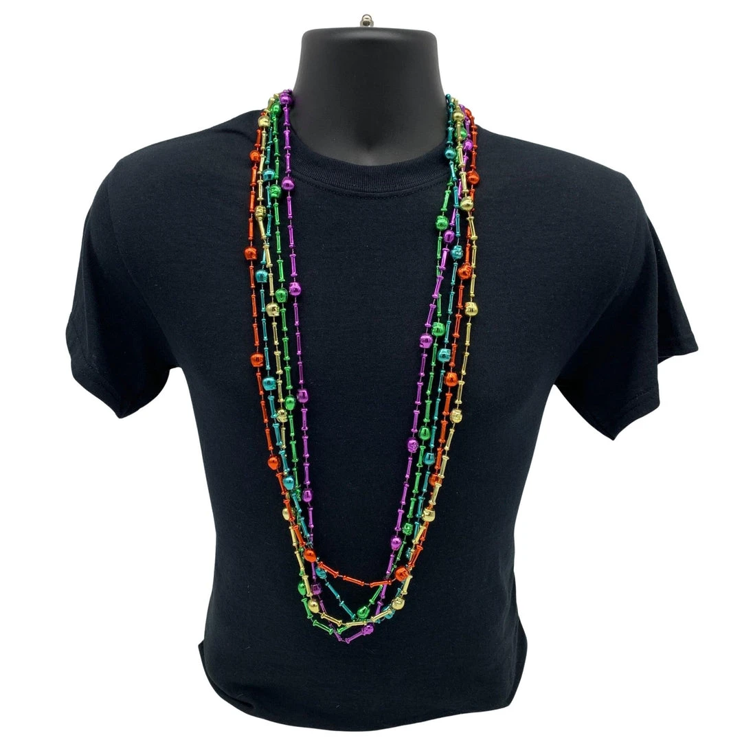 SBDOZEN Beads 42" Assorted Metallic Colors Skull And Bone Bead (Dozen) 9 SBDOZEN Beads 42" Assorted Metallic Colors Skull And Bone Bead (Dozen)