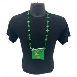 SB12750 33" Shamrock Bead Necklace With Beer Money Pouch (Each) Beads 7 SB12750 33