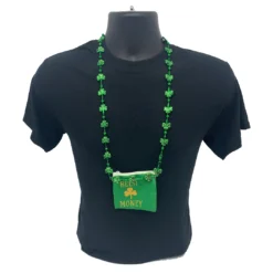 SBDOZEN 33" Shamrock Bead Necklace With Beer Money Pouch (Dozen) 4 SBDOZEN 33