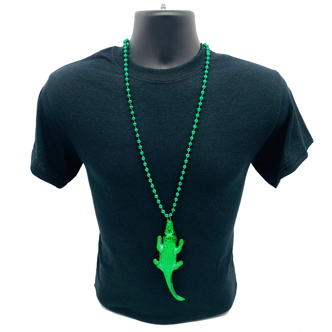 SB10625 33" 7.5mm Necklace With Blow Mold Alligator - Purple, Green And Gold (Each) Beads 7 SB10625 33" 7.5mm Necklace With Blow Mold Alligator - Purple, Green And Gold (Each) Beads