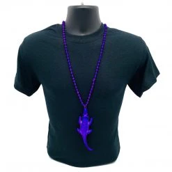 SB10625 33" 7.5mm Necklace With Blow Mold Alligator - Purple, Green And Gold (Each) Beads 14 SB10625 33