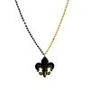 SB6625 Beads 33" 7mm Black And Gold Necklace With Fleur De Lis Badge (Each) 2 SB6625 Beads 33" 7mm Black And Gold Necklace With Fleur De Lis Badge (Each)
