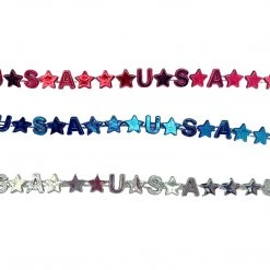 Sale Beads 36" USA Bead Necklace - Red, Blue And Silver (Each)