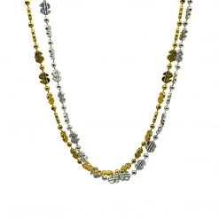 Sale 36" Dollar Sign Bead Necklace - Assorted Gold And Silver (Each)