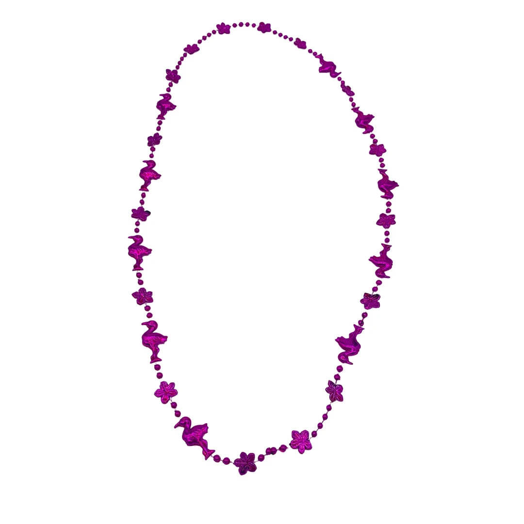 SB3750 36" Flamingo Flower Bead Necklace - Metallic Hot Pink (Each) Beads 4 SB3750 36" Flamingo Flower Bead Necklace - Metallic Hot Pink (Each) Beads