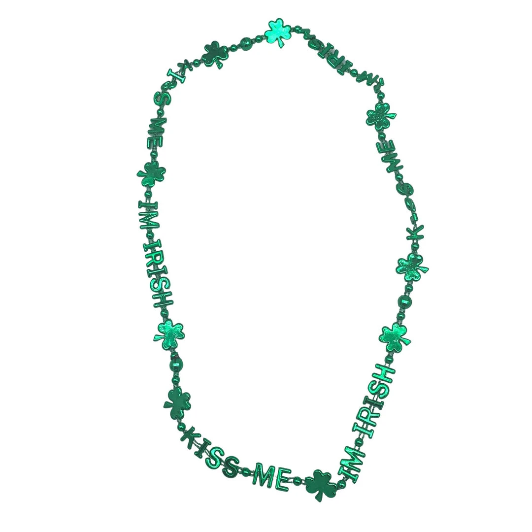 SB5791 36" Kiss Me Im Irish Bead Necklace - Metallic Green (Each) Beads 4 SB5791 36" Kiss Me Im Irish Bead Necklace - Metallic Green (Each) Beads