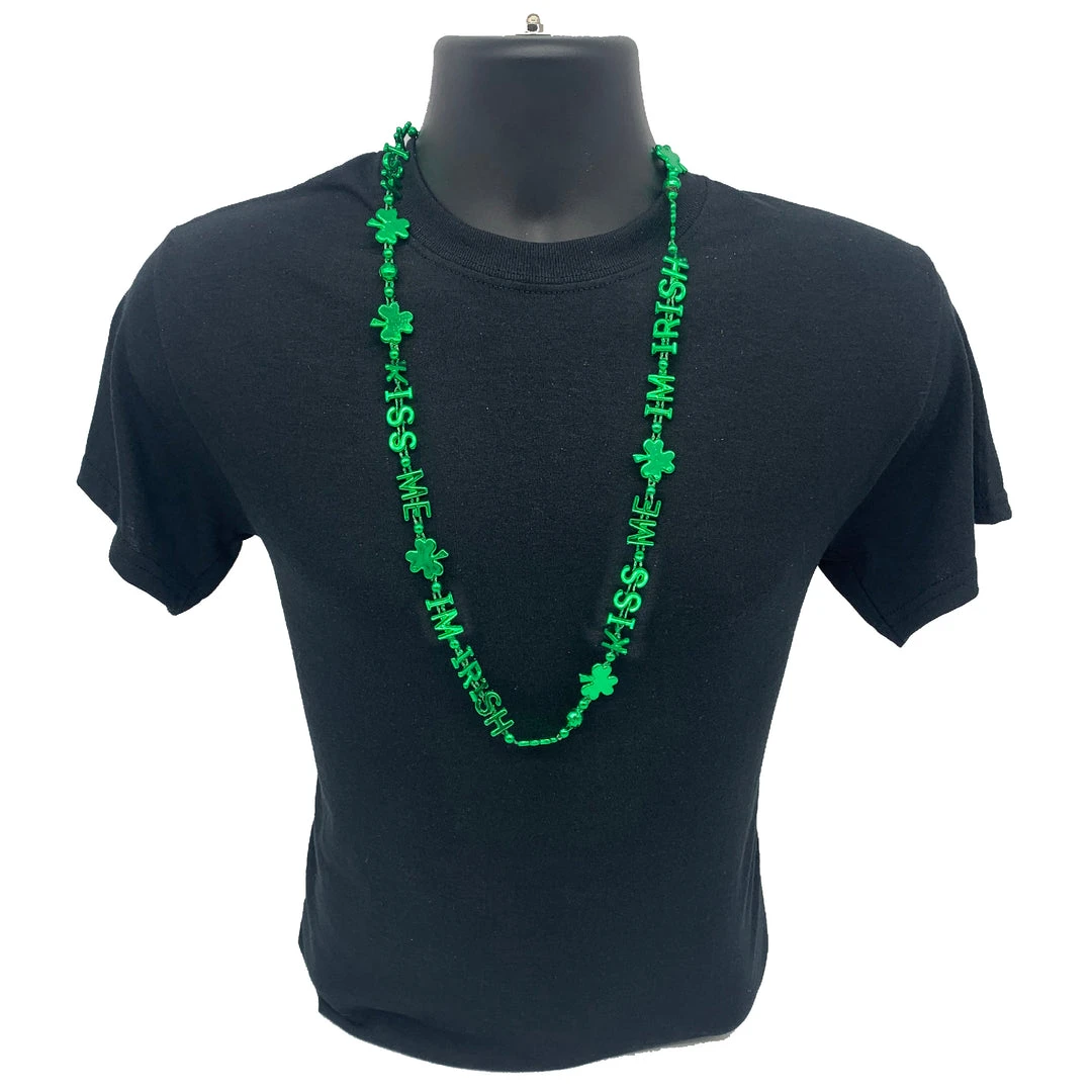 SB5791 36" Kiss Me Im Irish Bead Necklace - Metallic Green (Each) Beads 5 SB5791 36" Kiss Me Im Irish Bead Necklace - Metallic Green (Each) Beads