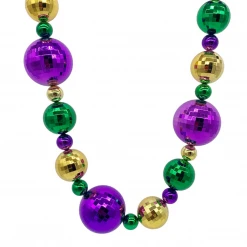 SB36125 44" 20/40/60mm Purple, Green And Gold Globe Necklace (Each)