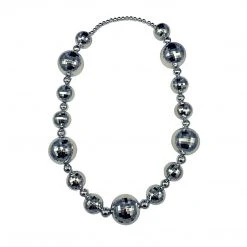 SB36125 44" 20/40/60mm Silver Globe Necklace (Each)