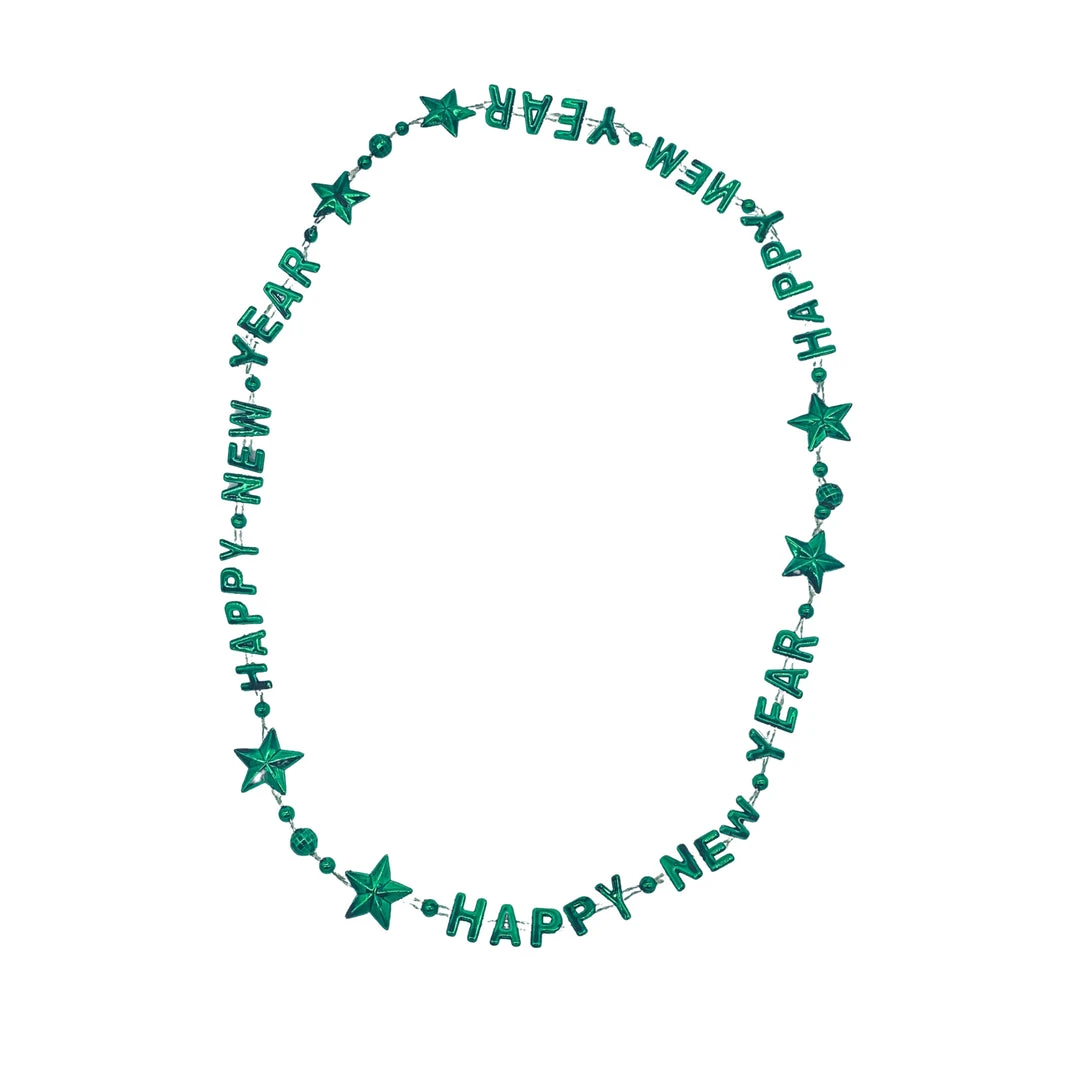 SB5416 Beads 36" Happy New Year Bead Necklace - 6 Assorted Colors (Each) 12 SB5416 Beads 36" Happy New Year Bead Necklace - 6 Assorted Colors (Each)