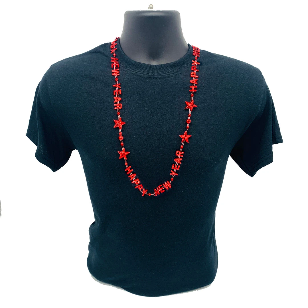 SB5416 Beads 36" Happy New Year Bead Necklace - 6 Assorted Colors (Each) 17 SB5416 Beads 36" Happy New Year Bead Necklace - 6 Assorted Colors (Each)