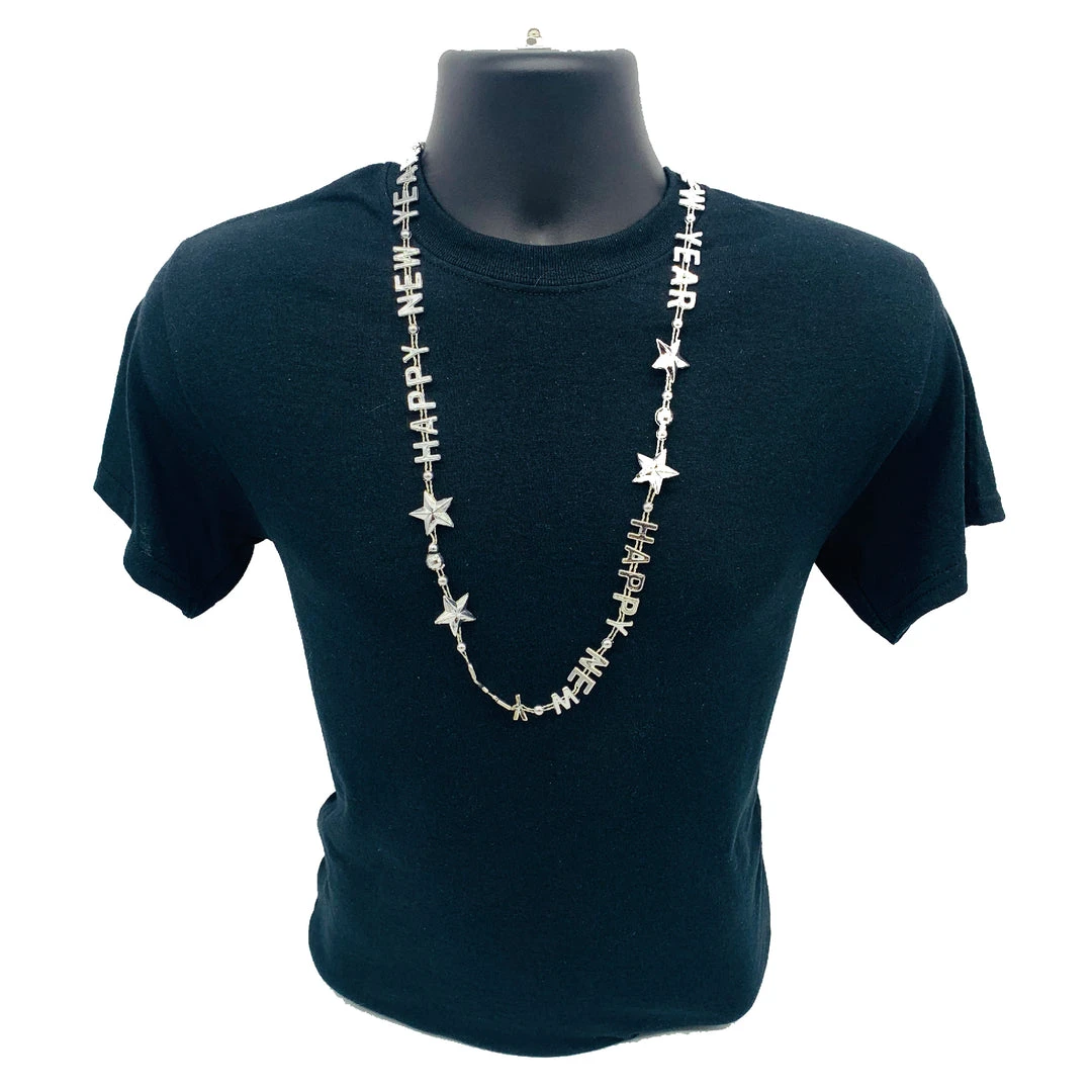SB5416 Beads 36" Happy New Year Bead Necklace - 6 Assorted Colors (Each) 16 SB5416 Beads 36" Happy New Year Bead Necklace - 6 Assorted Colors (Each)