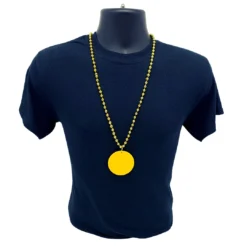 SB3125 33" 7mm Metallic Gold Bead Necklace With 2.5" Yellow Disc (Each) Beads 4 SB3125 33