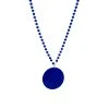 SB3125 33" 7mm Metallic Blue Bead Necklace With 2.5" Blue Disc (Each)
