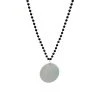 SB3125 33" 7mm Black Bead Necklace With 2.5" White Disc (Each)