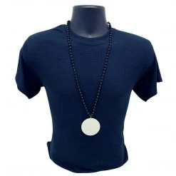 SB3125 33" 7mm Black Bead Necklace With 2.5" White Disc (Each) 7 SB3125 33