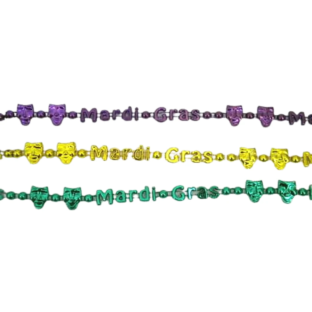 SB2916 36" Mardi Gras With Comedy - Tragedy Face Bead (Each) Beads 3 SB2916 36" Mardi Gras With Comedy - Tragedy Face Bead (Each) Beads