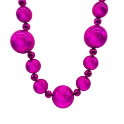 Mardi Gras Spot 44" 20/40/60mm Metallic Hot Pink With Silver Round Necklace (Each)