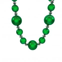SB36125 44" 20/40/60mm Metallic Green And Silver Round Necklace (Each) Beads