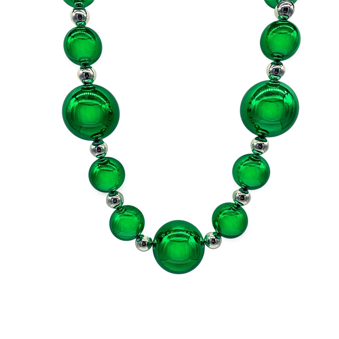 SB36125 44" 20/40/60mm Metallic Green And Silver Round Necklace (Each) Beads 3 SB36125 44" 20/40/60mm Metallic Green And Silver Round Necklace (Each) Beads