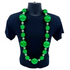 SB36125 44" 20/40/60mm Metallic Green And Silver Round Necklace (Each) Beads 7 SB36125 44